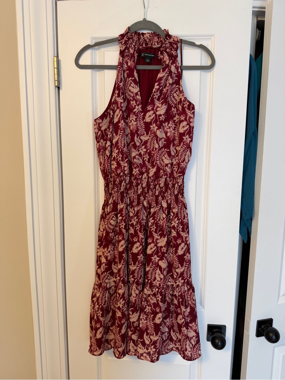 INC International Concepts Burgundy Floral Halter Midi Dress